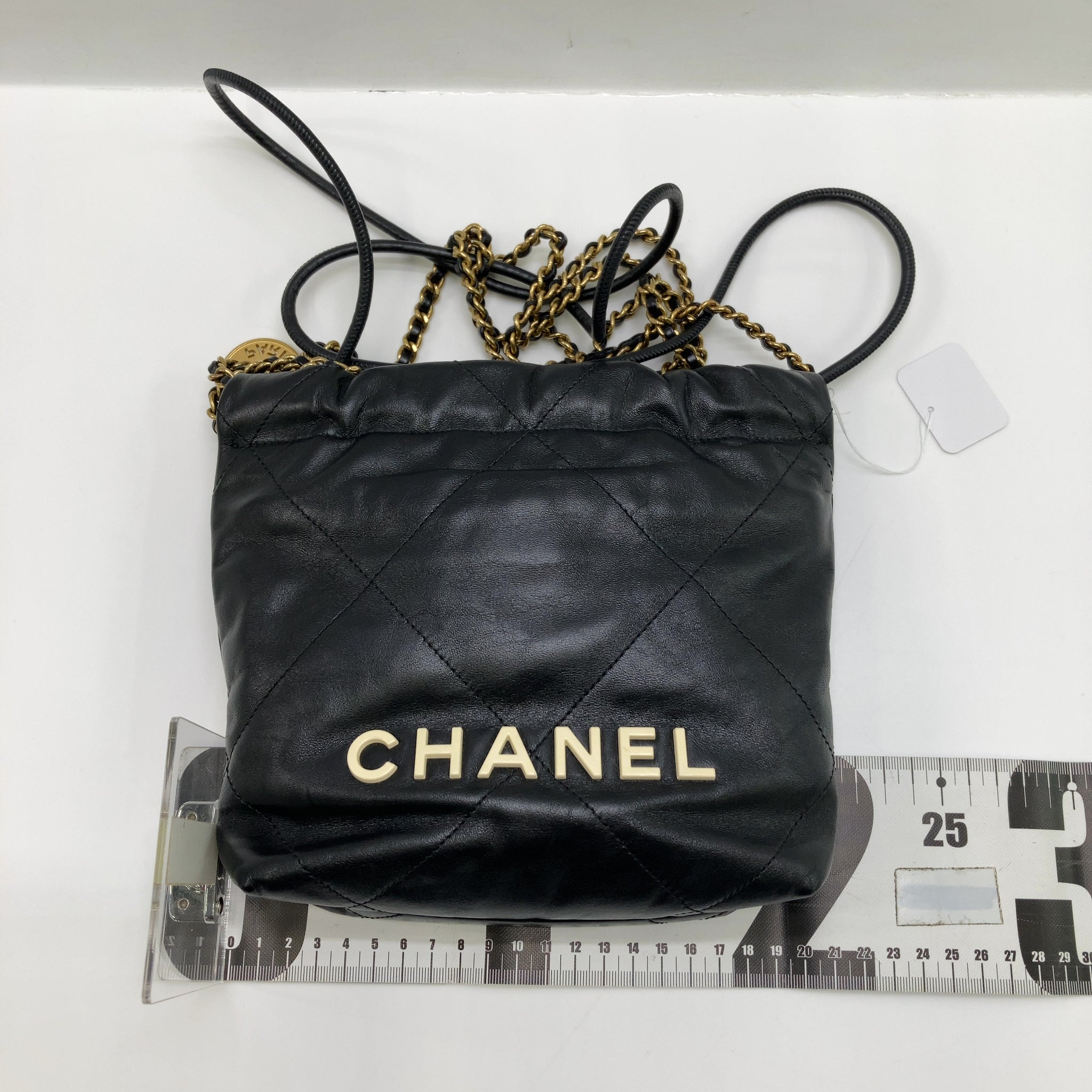 Chanel 22 bag black calfskin gold hardware