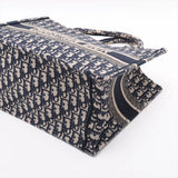 Christian Dior Book Tote Medium Oblique Embroidered Canvas I Navy Blue