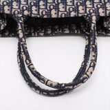 Christian Dior Book Tote Medium Oblique Embroidered Canvas I Navy Blue