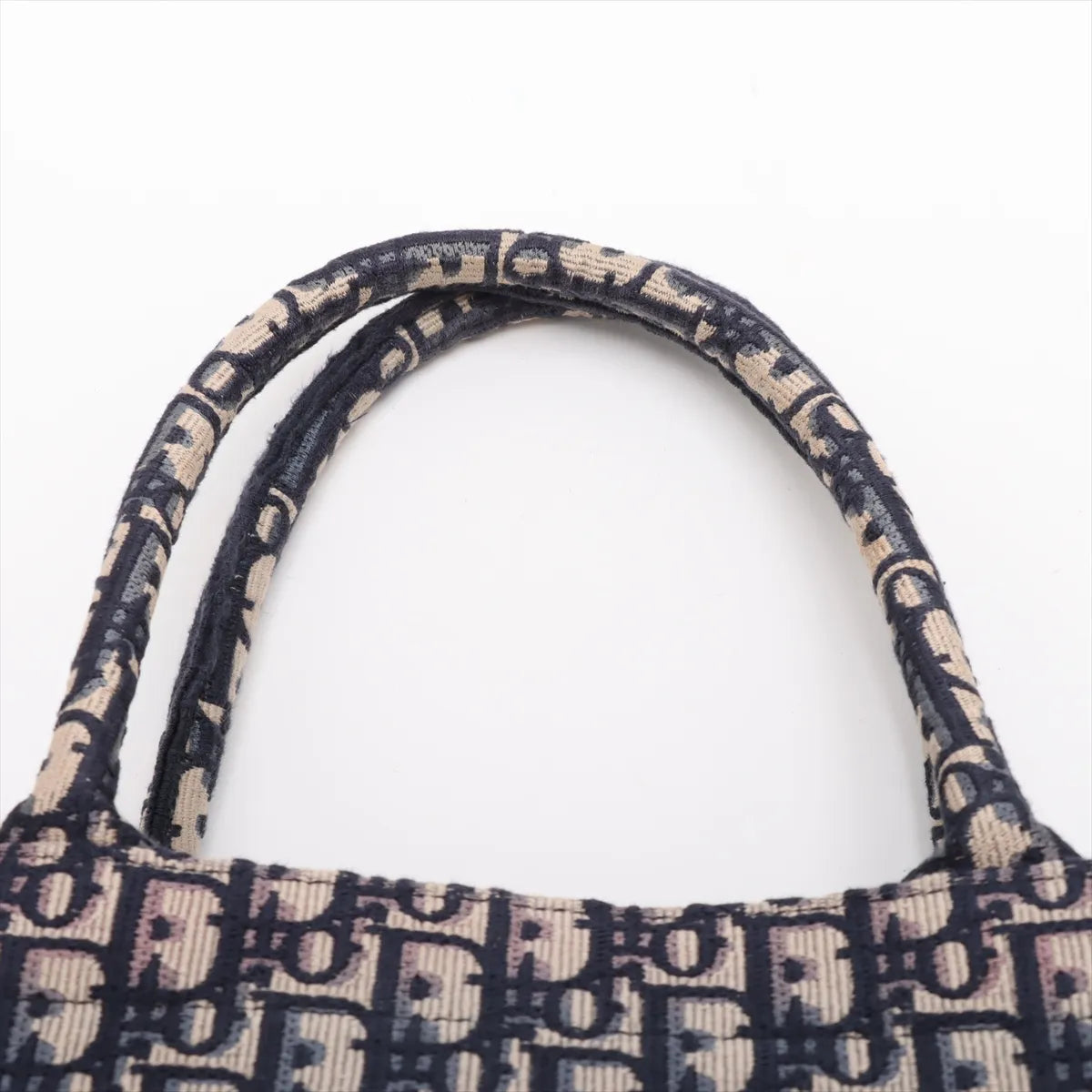 Christian Dior Book Tote Medium Oblique Embroidered Canvas I Navy Blue