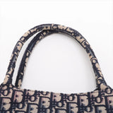 Christian Dior Book Tote Medium Oblique Embroidered Canvas I Navy Blue