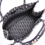 Christian Dior Book Tote Medium Oblique Embroidered Canvas I Navy Blue