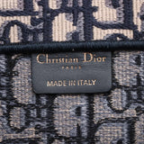 Christian Dior Book Tote Medium Oblique Embroidered Canvas I Navy Blue
