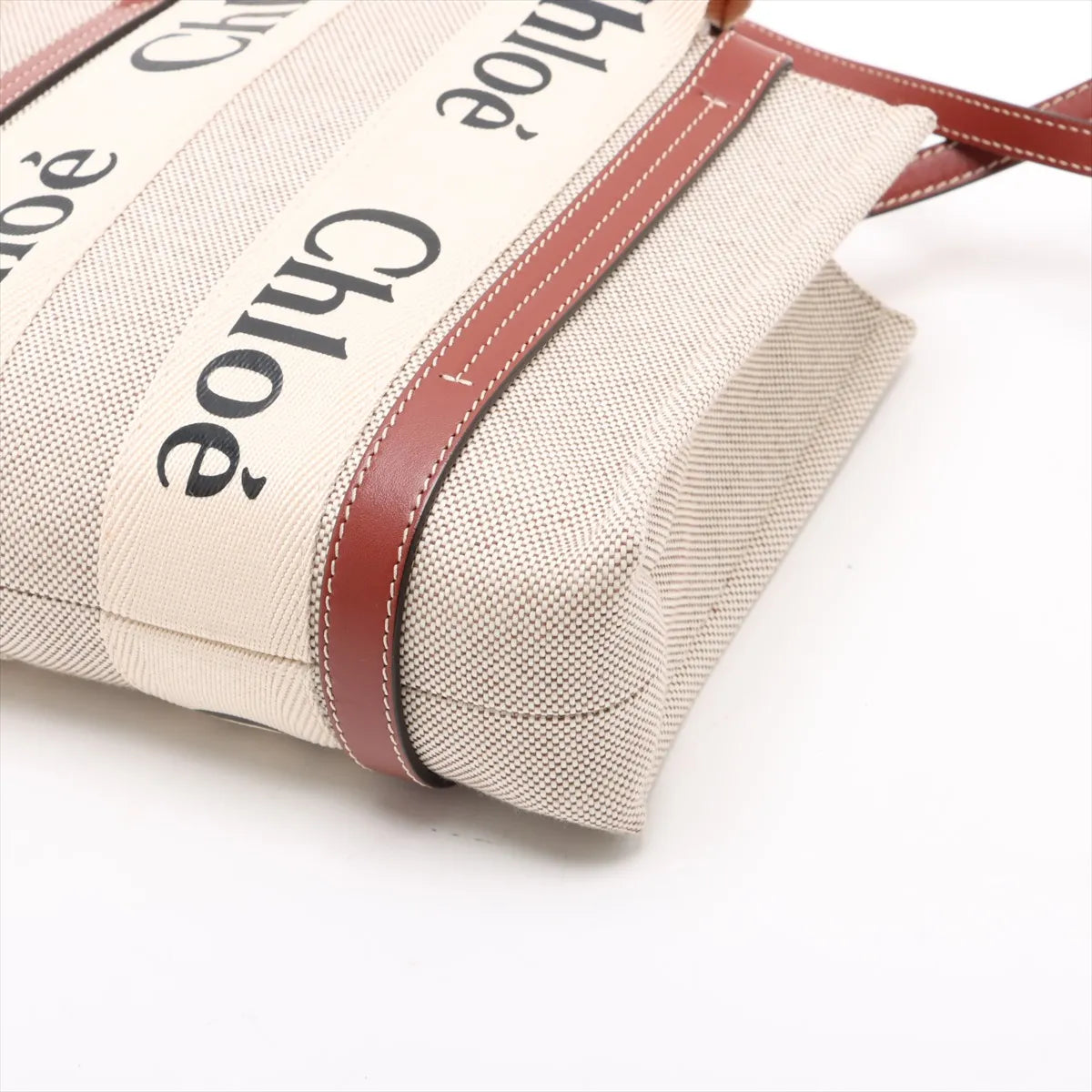 Chloé Woody Mini Canvas and Leather 2 in 1 Tote I Beige with Brown