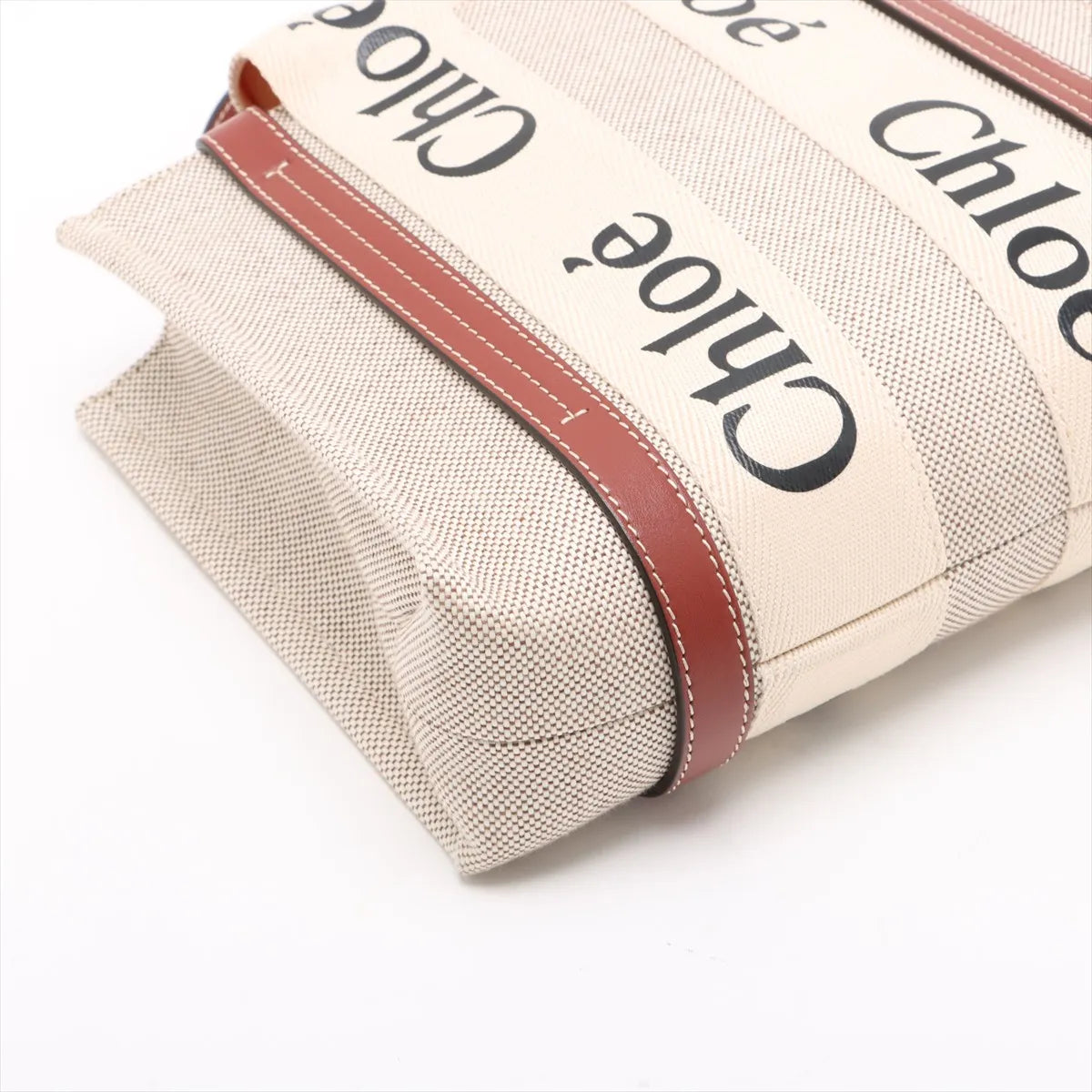 Chloé Woody Mini Canvas and Leather 2 in 1 Tote I Beige with Brown