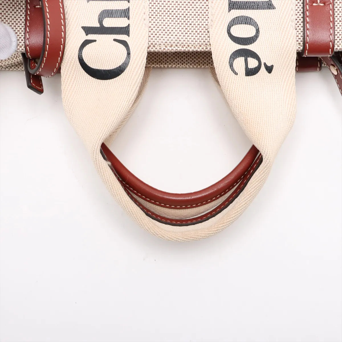 Chloé Woody Mini Canvas and Leather 2 in 1 Tote I Beige with Brown