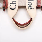 Chloé Woody Mini Canvas and Leather 2 in 1 Tote I Beige with Brown
