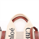 Chloé Woody Mini Canvas and Leather 2 in 1 Tote I Beige with Brown