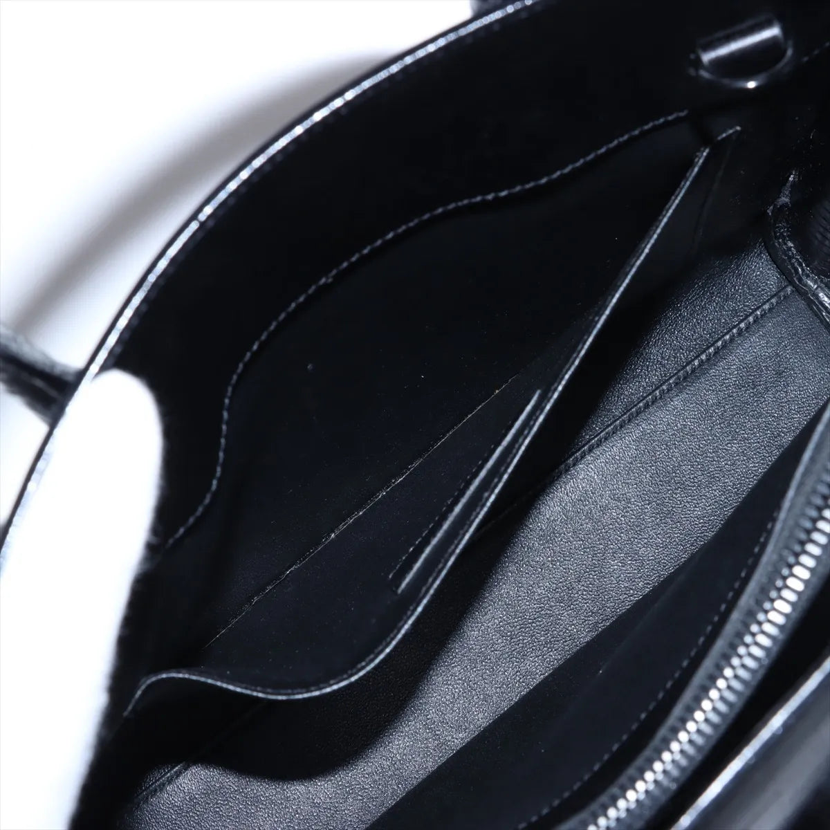 Saint Laurent Calfskin Crocodile Embossed Small Sac de Jour Black