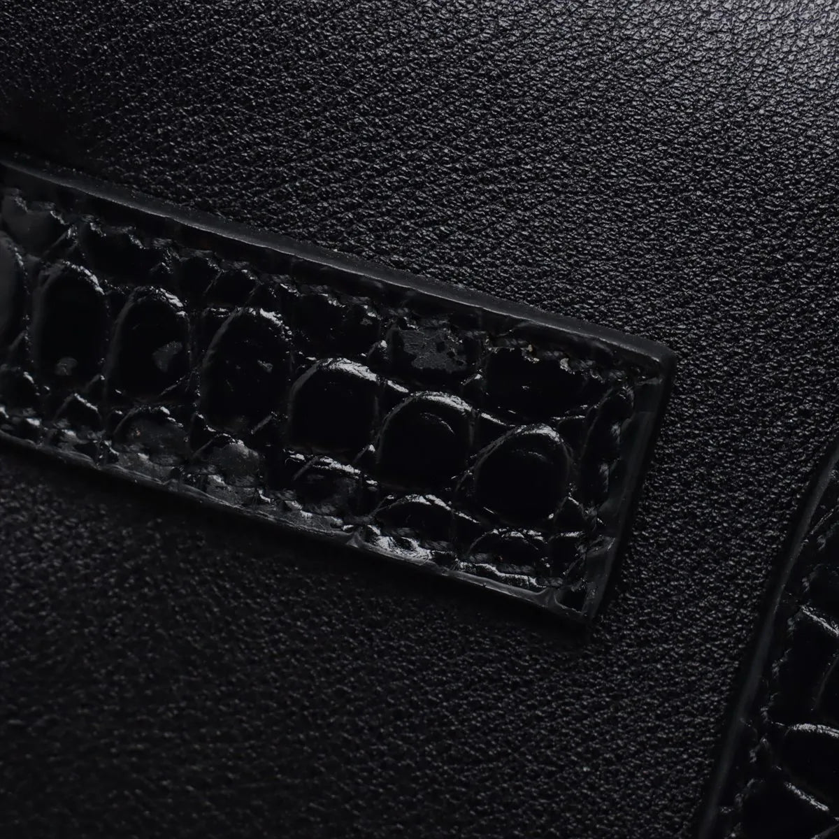 Saint Laurent Calfskin Crocodile Embossed Small Sac de Jour Black