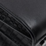 Saint Laurent Calfskin Crocodile Embossed Small Sac de Jour Black