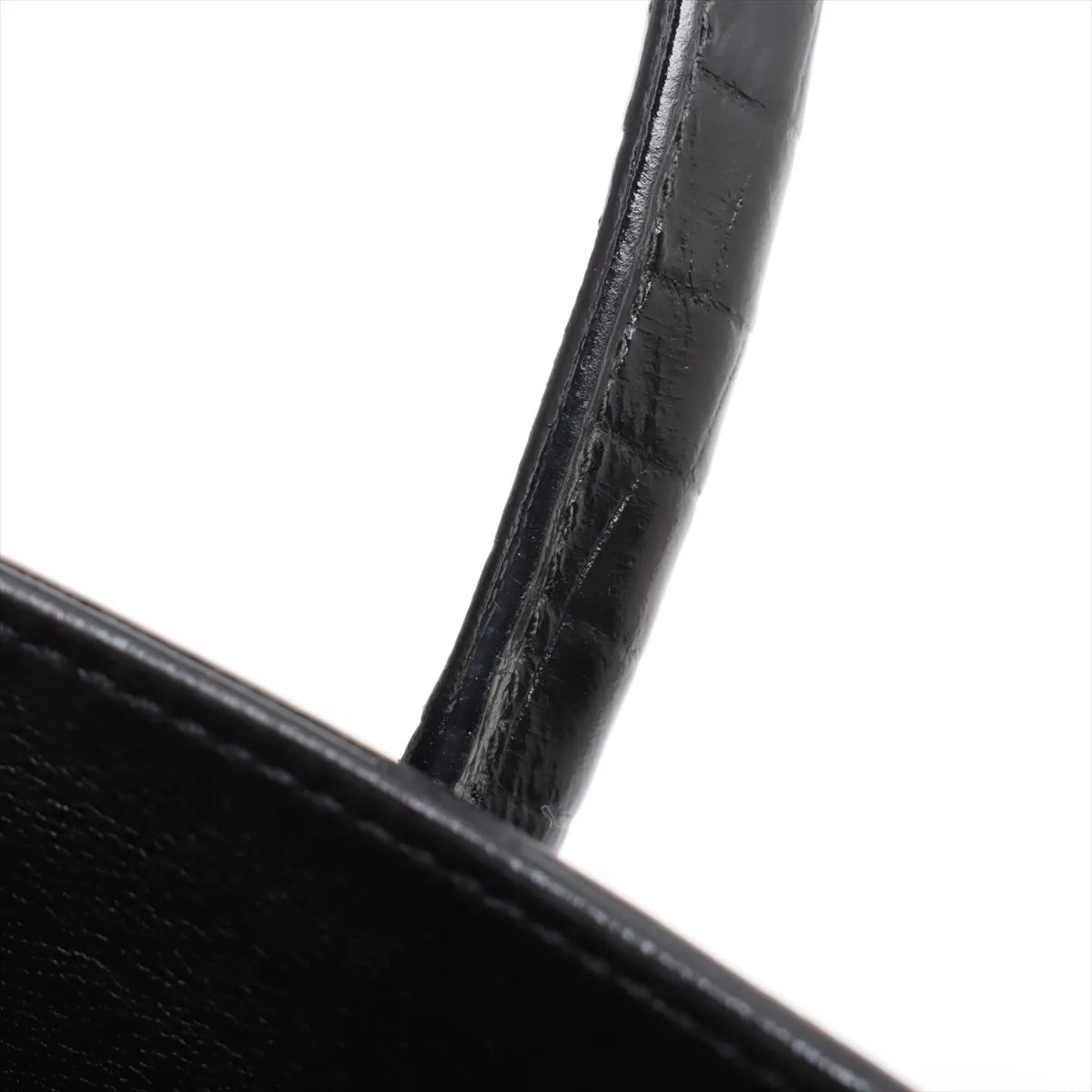 Saint Laurent Calfskin Crocodile Embossed Small Sac de Jour Black