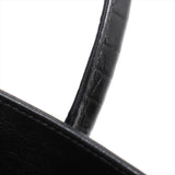 Saint Laurent Calfskin Crocodile Embossed Small Sac de Jour Black
