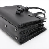 Saint Laurent Calfskin Crocodile Embossed Small Sac de Jour Black