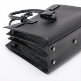 Saint Laurent Calfskin Crocodile Embossed Small Sac de Jour Black