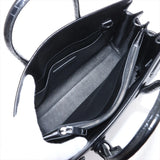 Saint Laurent Calfskin Crocodile Embossed Small Sac de Jour Black