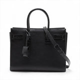 Saint Laurent Calfskin Crocodile Embossed Small Sac de Jour Black