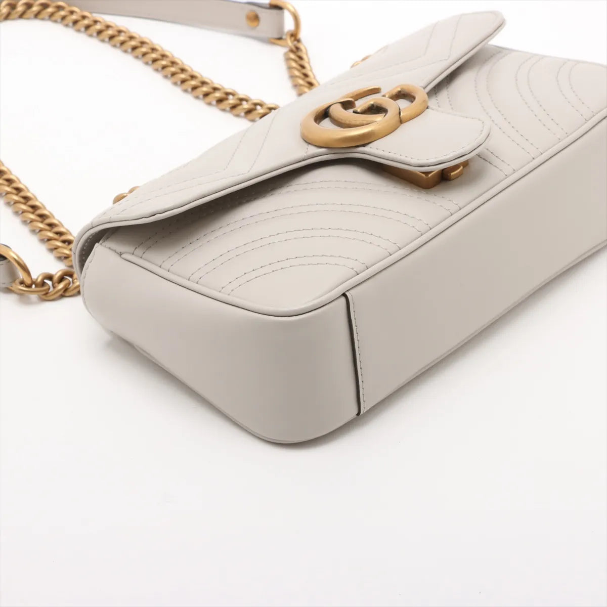 Gucci GG Marmont Leather Chain Shoulder Bag Gray