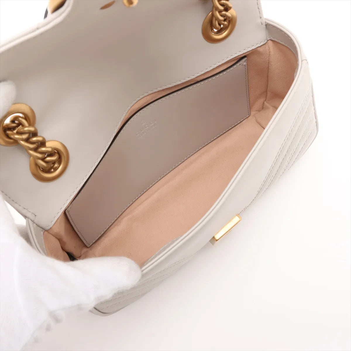 Gucci GG Marmont Leather Chain Shoulder Bag Gray
