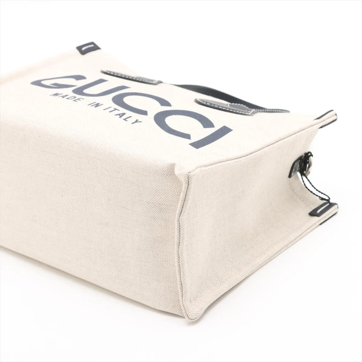 Gucci Logo Print handbag beige navy - detail