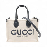 Gucci Logo Print handbag beige navy - front