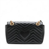 Calfskin Matelasse Small GG Marmont Shoulder Bag Black
