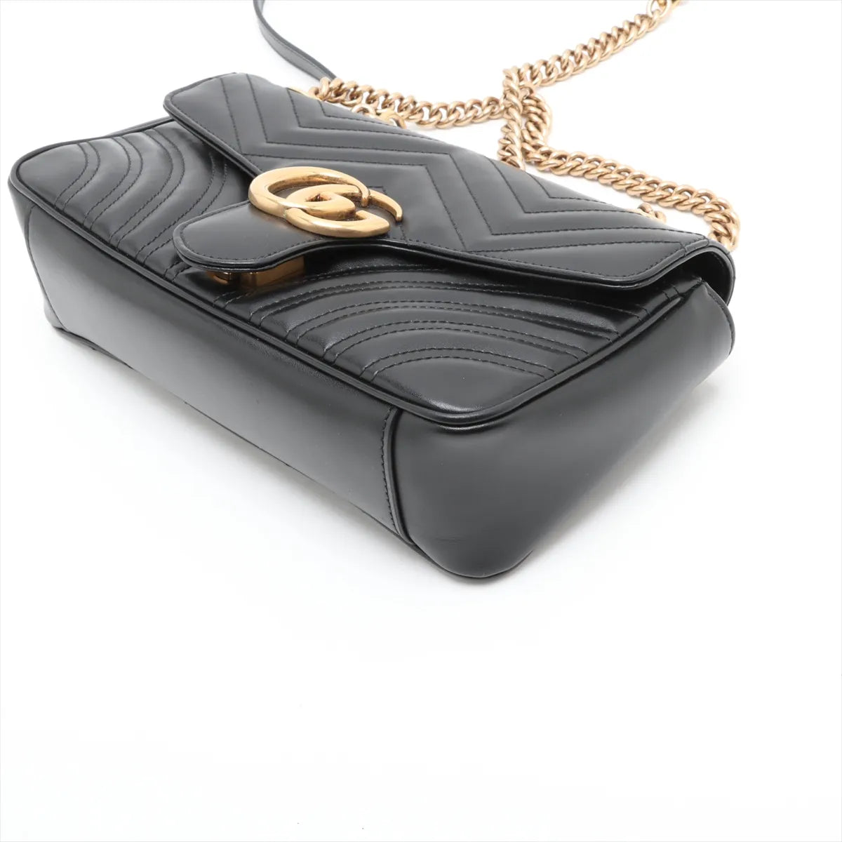 Calfskin Matelasse Small GG Marmont Shoulder Bag Black