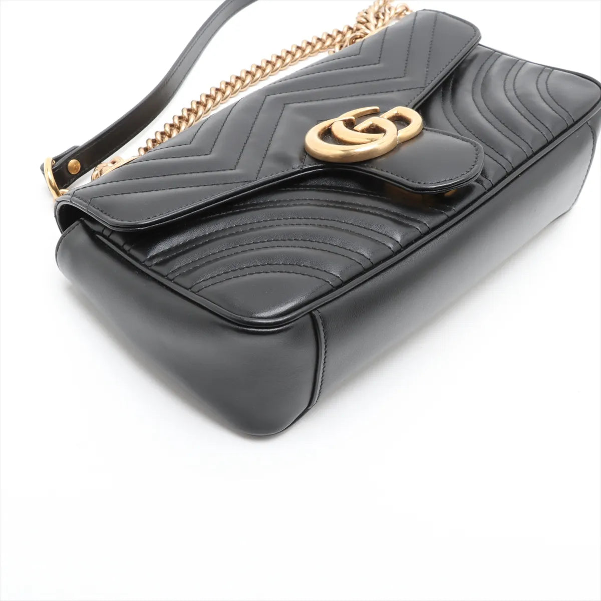 Calfskin Matelasse Small GG Marmont Shoulder Bag Black