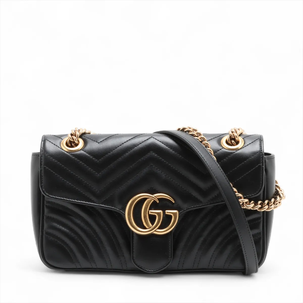 Calfskin Matelasse Small GG Marmont Shoulder Bag Black