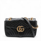 Calfskin Matelasse Small GG Marmont Shoulder Bag Black
