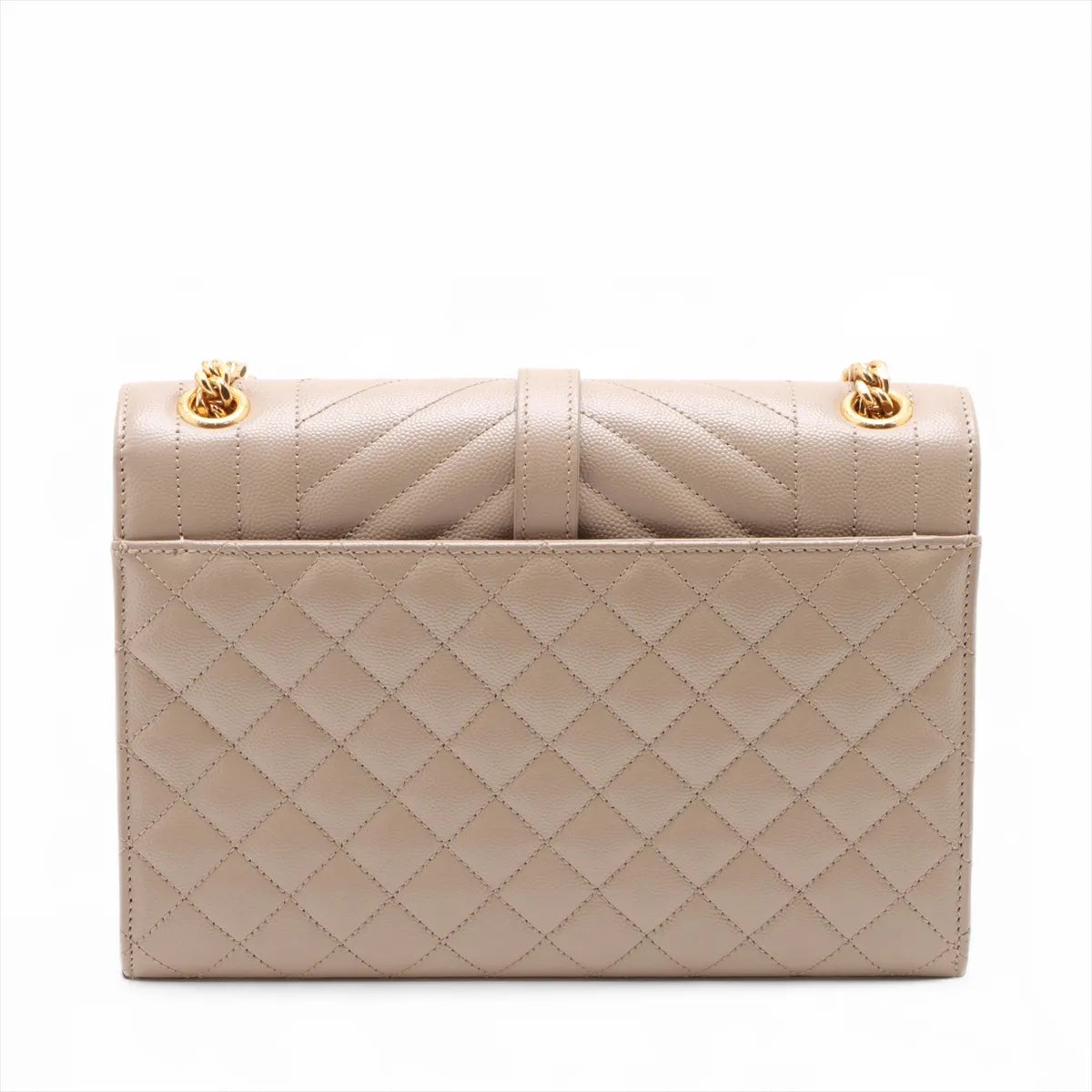 Saint Laurent Paris Envelope Leather Chain Shoulder Bag Beige