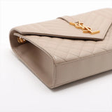 Saint Laurent Paris Envelope Leather Chain Shoulder Bag Beige