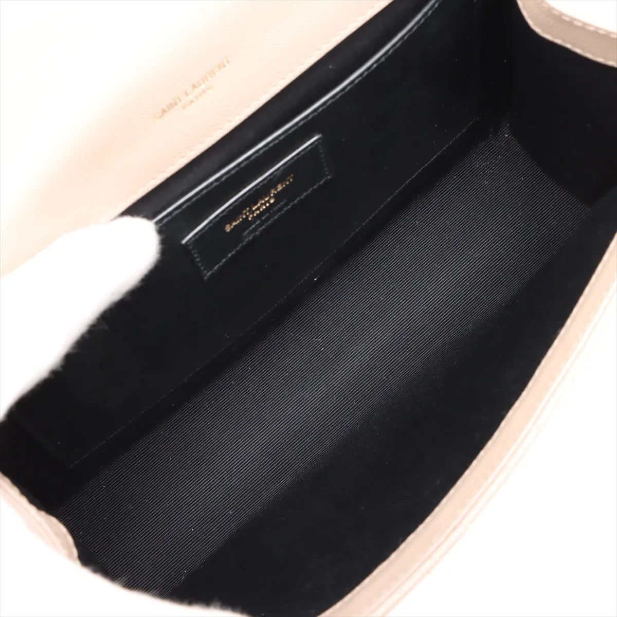 Saint Laurent Paris Envelope Leather Chain Shoulder Bag Beige