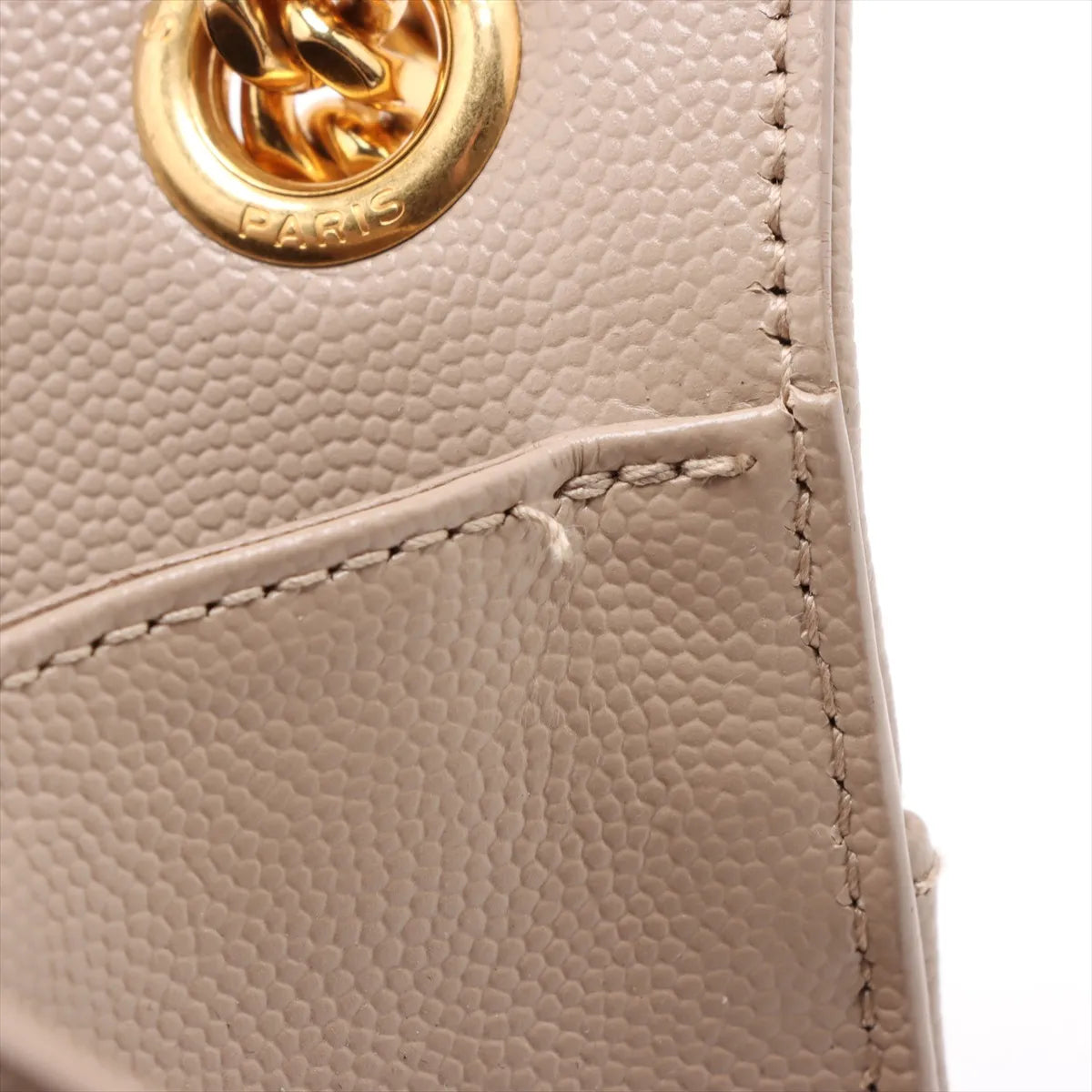 Saint Laurent Paris Envelope Leather Chain Shoulder Bag Beige