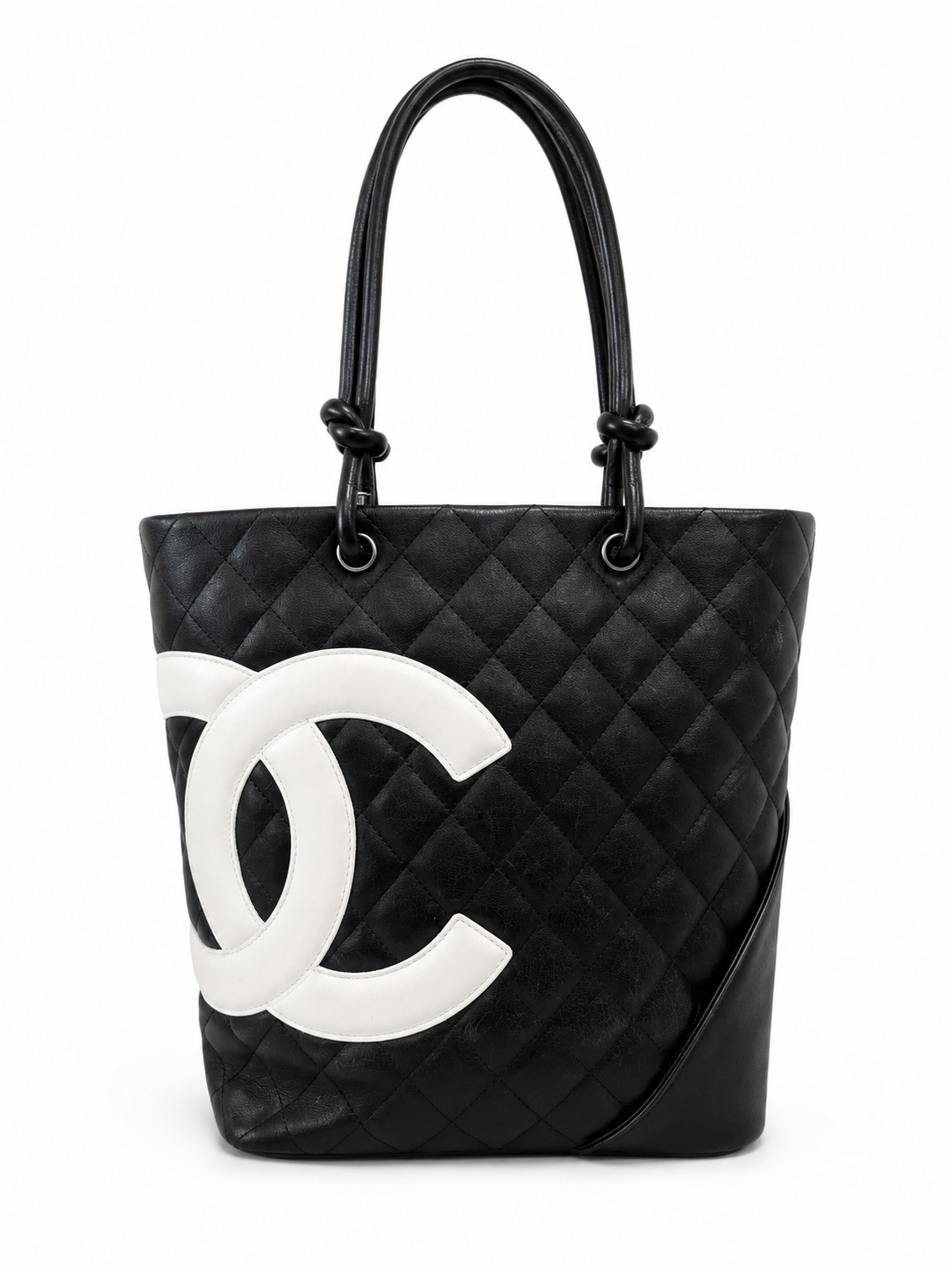 Chanel Cambon Ligne Quilted Lambskin Tote Bag I Black and White