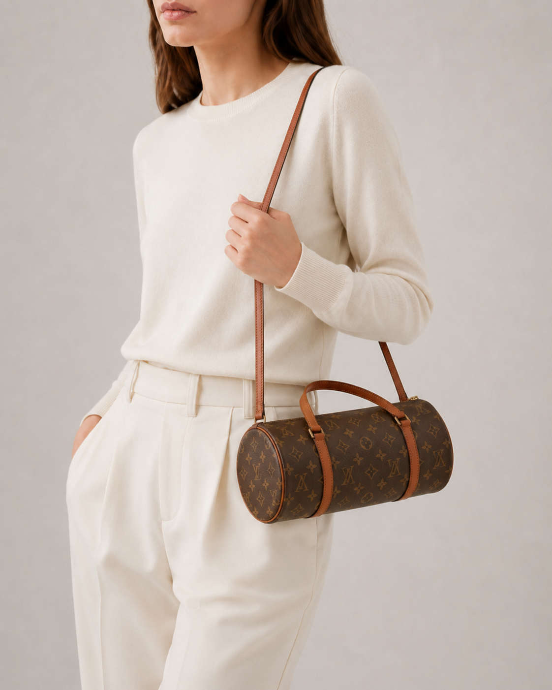 Louis Vuitton Papillon Monogram Coated Canvas Barrel Bag I Brown