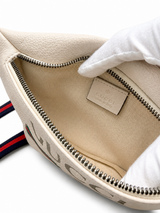 Gucci Logo Canvas Belt Bag I White with Red and Green Web Stripe
