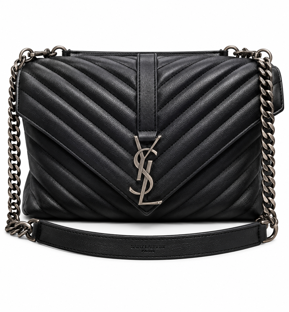 Saint Laurent College Medium Leather Chain Bag I Black 487212