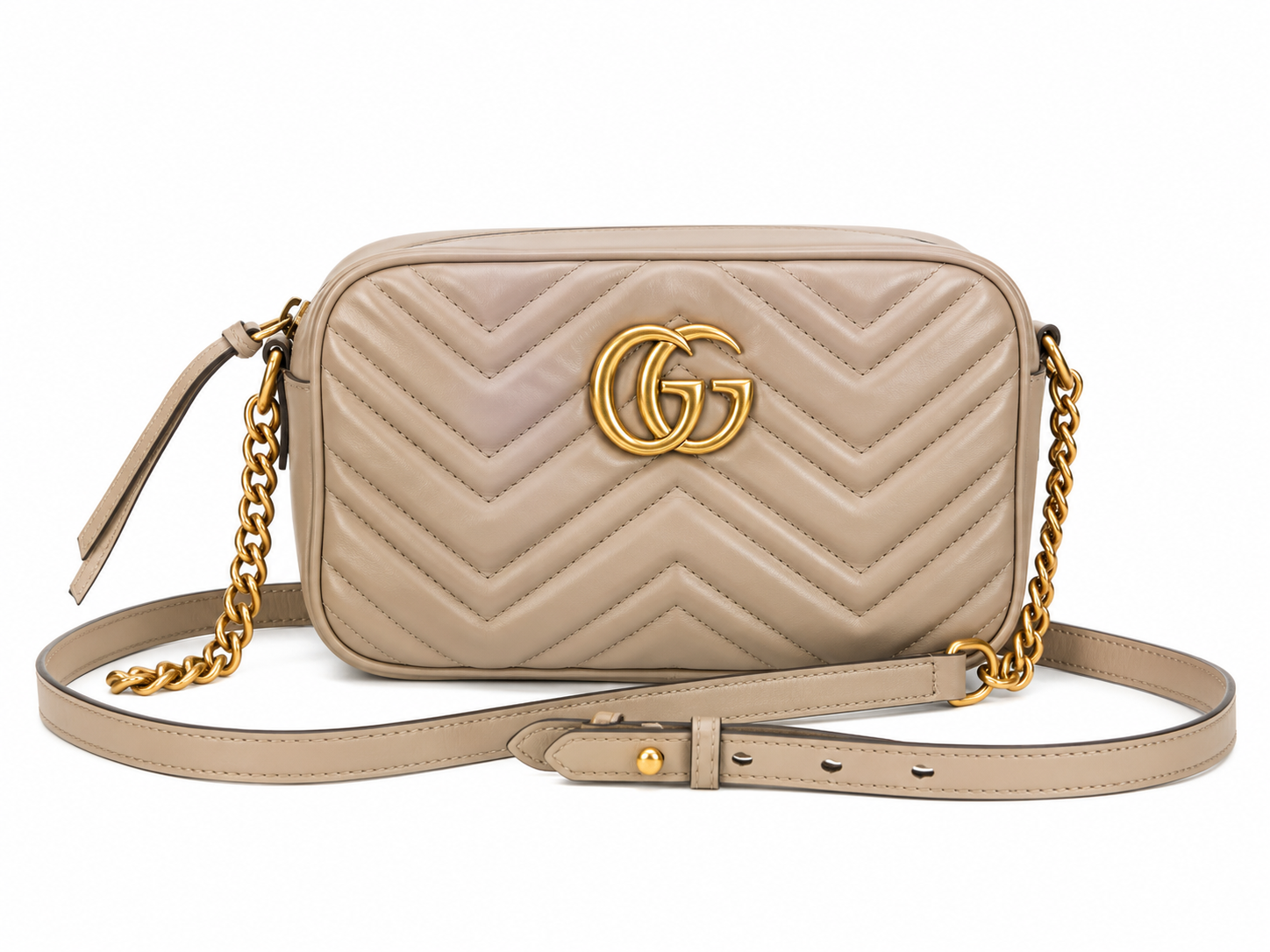 Gucci GG Marmont Shoulder Bag  I Beige with Gold Hardware