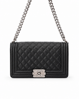 Chanel Boy Flap Quilted Lambskin Chain Bag I Black with Silver Hardware