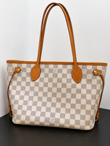 Louis Vuitton Neverfull PM Damier Azur Coated Canvas Tote Bag I Light Blue and Cream
