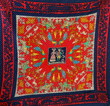 Hermès Hippica Pleated Scarf I Red and Dark Blue