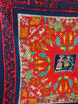 Hermès Hippica Pleated Scarf I Red and Dark Blue