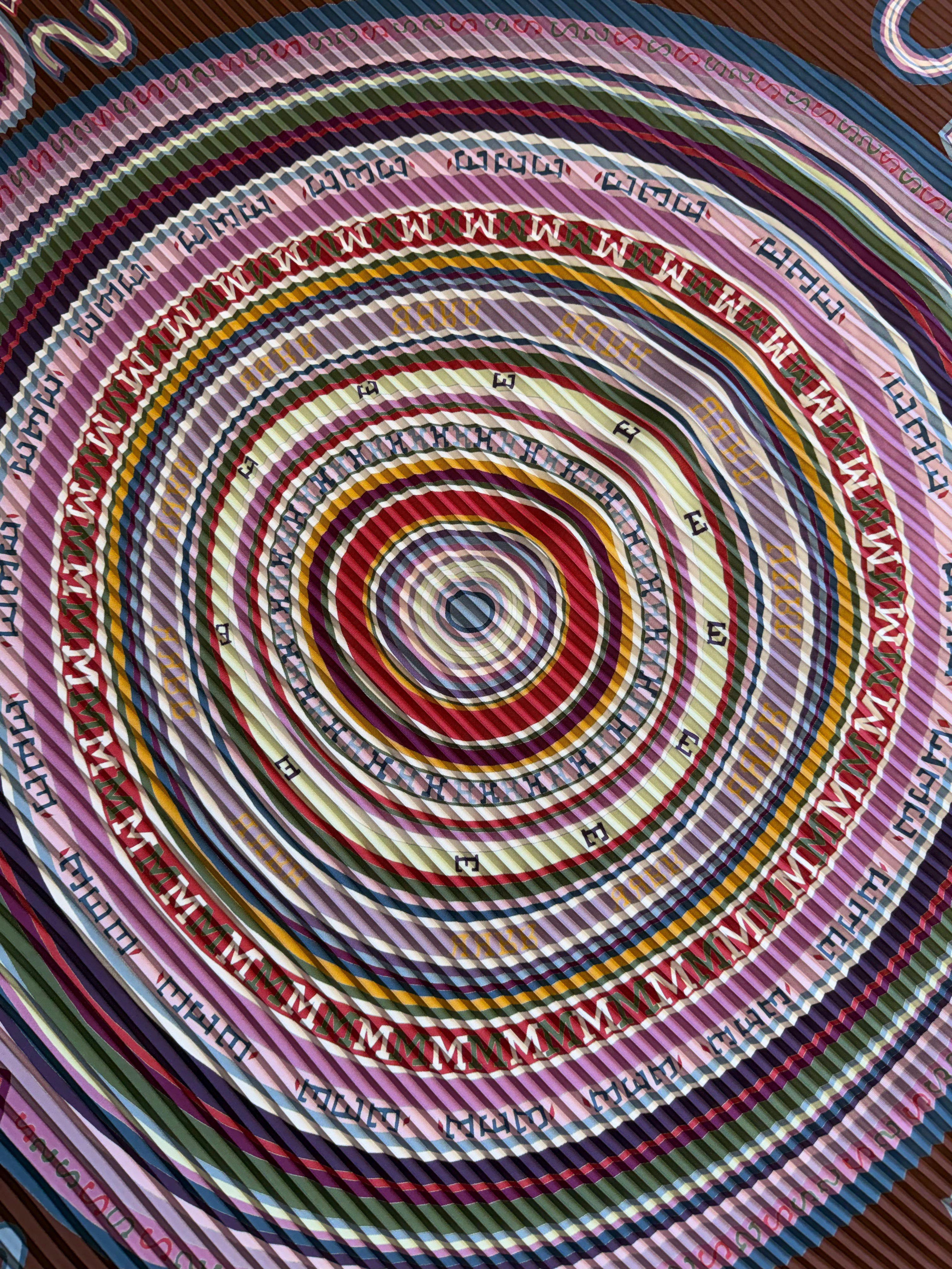 Hermès Tohu Bohu Pleated Scarf I Wine, Purple, and Pink