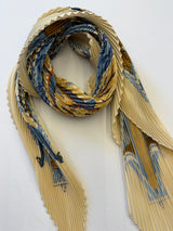 Hermès Les Secrets Pleated Scarf I Beige and Blue