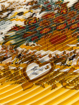 Hermès Découpages Pleated Scarf Ex Libris I Yellow