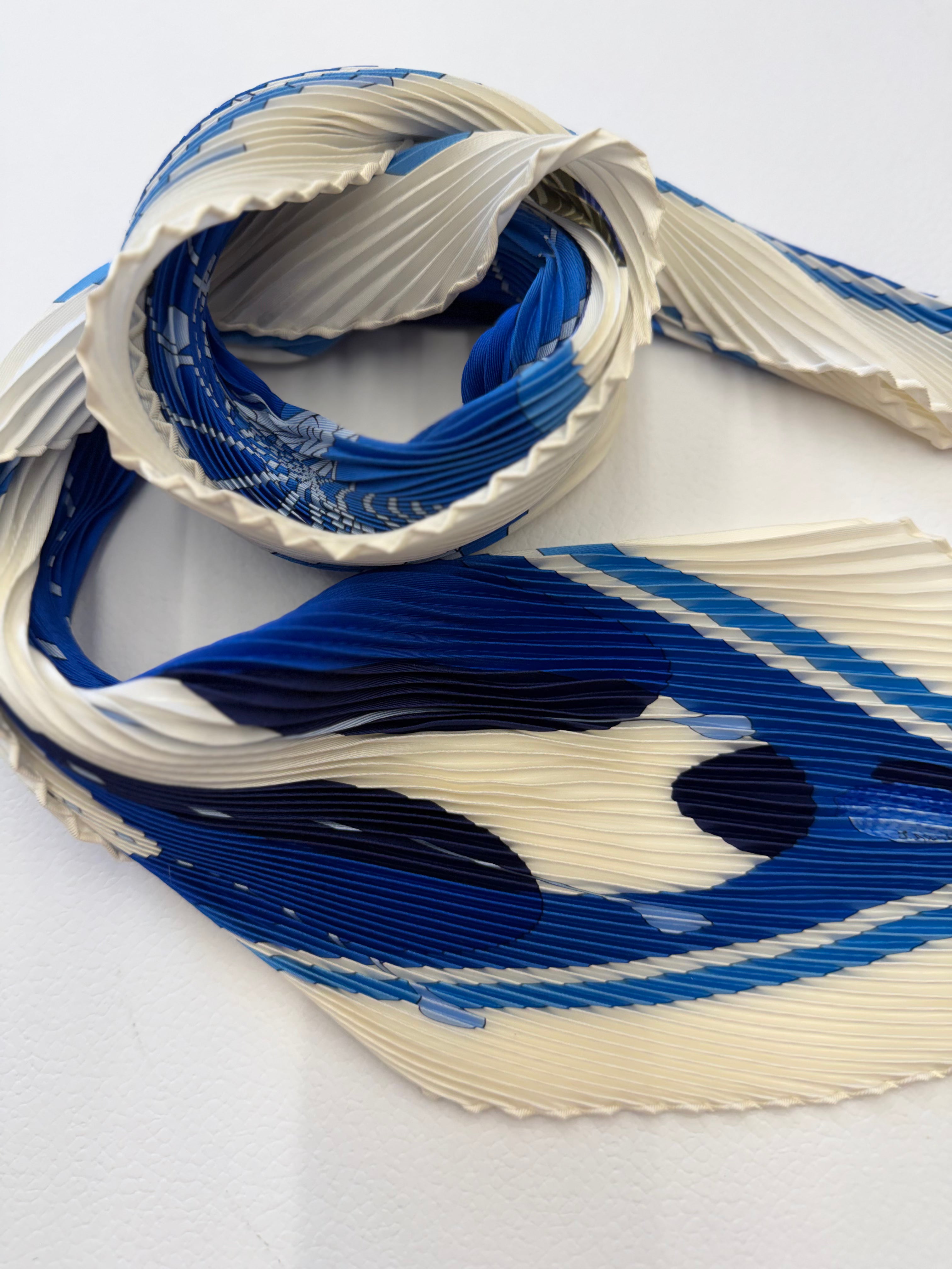 Hermès Swing Pleated Scarf I Blue and White