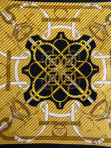 Hermès Eperon D'Or Pleated Scarf I Black, Gold and Yellow