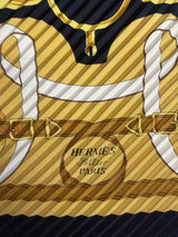 Hermès Eperon D'Or Pleated Scarf I Black, Gold and Yellow