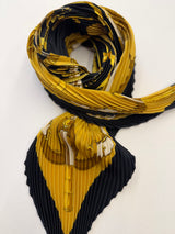 Hermès Eperon D'Or Pleated Scarf I Black, Gold and Yellow